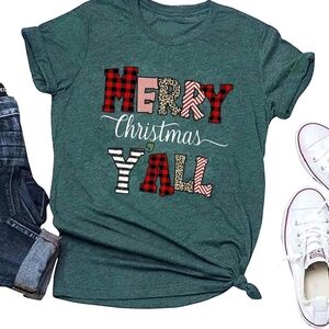Green 'Merry Christmas Y'all' Graphic Tee